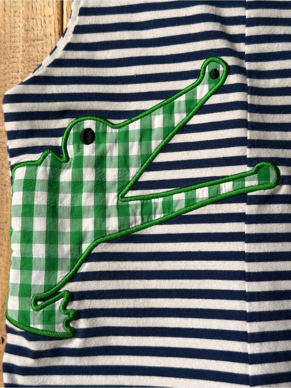 Chick and Chap Striped Alligator Shortall size 2